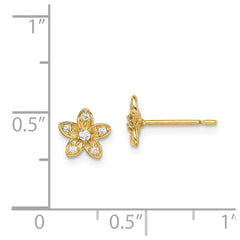 14K Yellow Gold Madi K CZ Flower Post Earrings