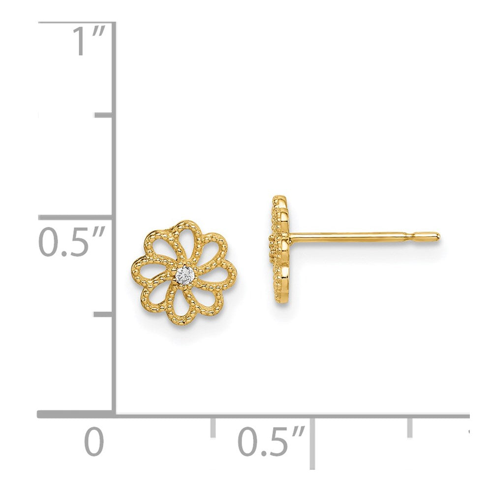 14K Yellow Gold Madi K CZ Flower Post Earrings