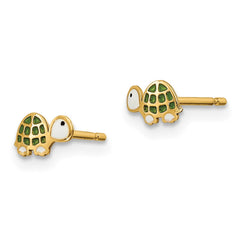 14K Yellow Gold Madi K Enamel Turtle Post Earrings