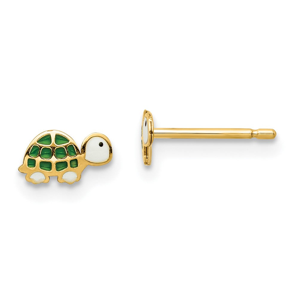 14K Yellow Gold Madi K Enamel Turtle Post Earrings