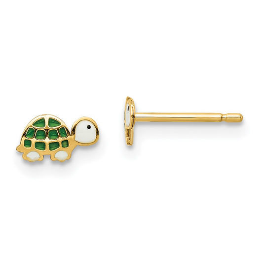14K Yellow Gold Madi K Enamel Turtle Post Earrings