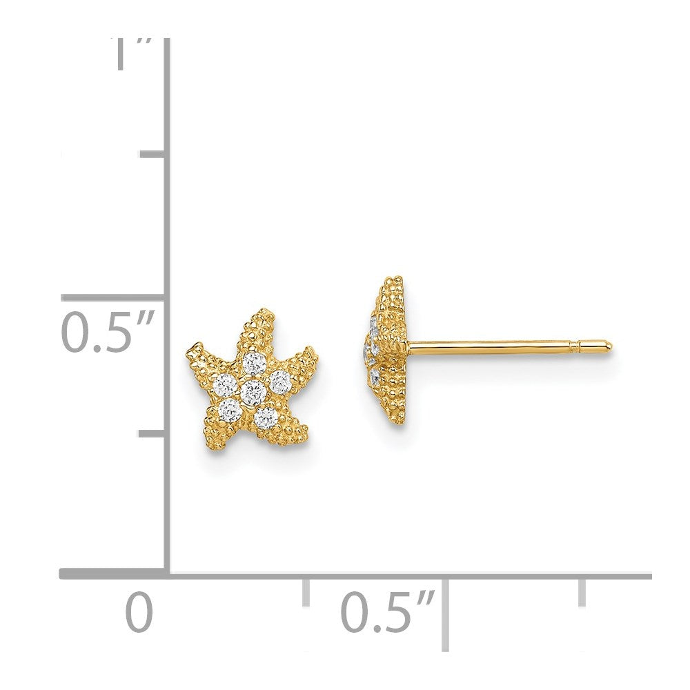 14K Yellow Gold Madi K CZ Starfish Post Earrings