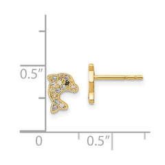 14K Yellow Gold Madi K Multi-colored CZ Dolphin Post Earrings