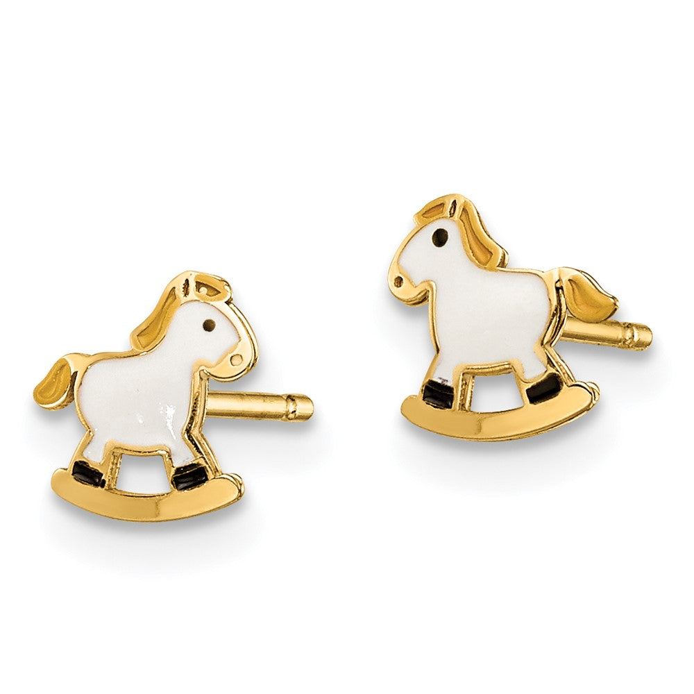 14K Yellow Gold Madi K Enamel Rocking Horse Post Earrings