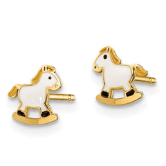 14K Yellow Gold Madi K Enamel Rocking Horse Post Earrings