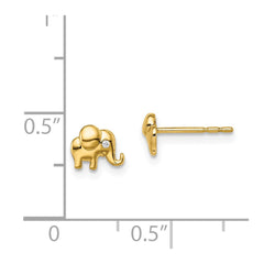 14K Yellow Gold Madi K CZ Accent Elephant Post Earrings
