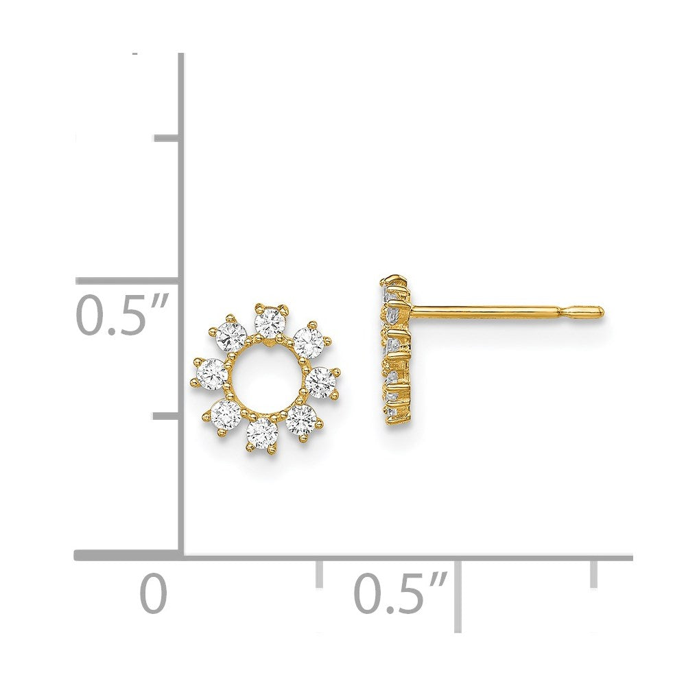 14K Yellow Gold Madi K CZ Circle Post Earrings