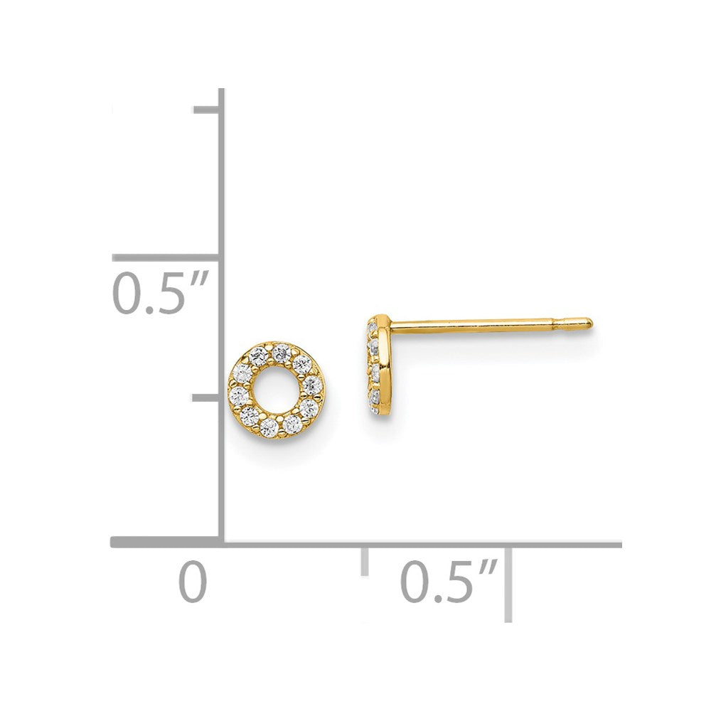 14K Yellow Gold Madi K Circle CZ Post Earrings