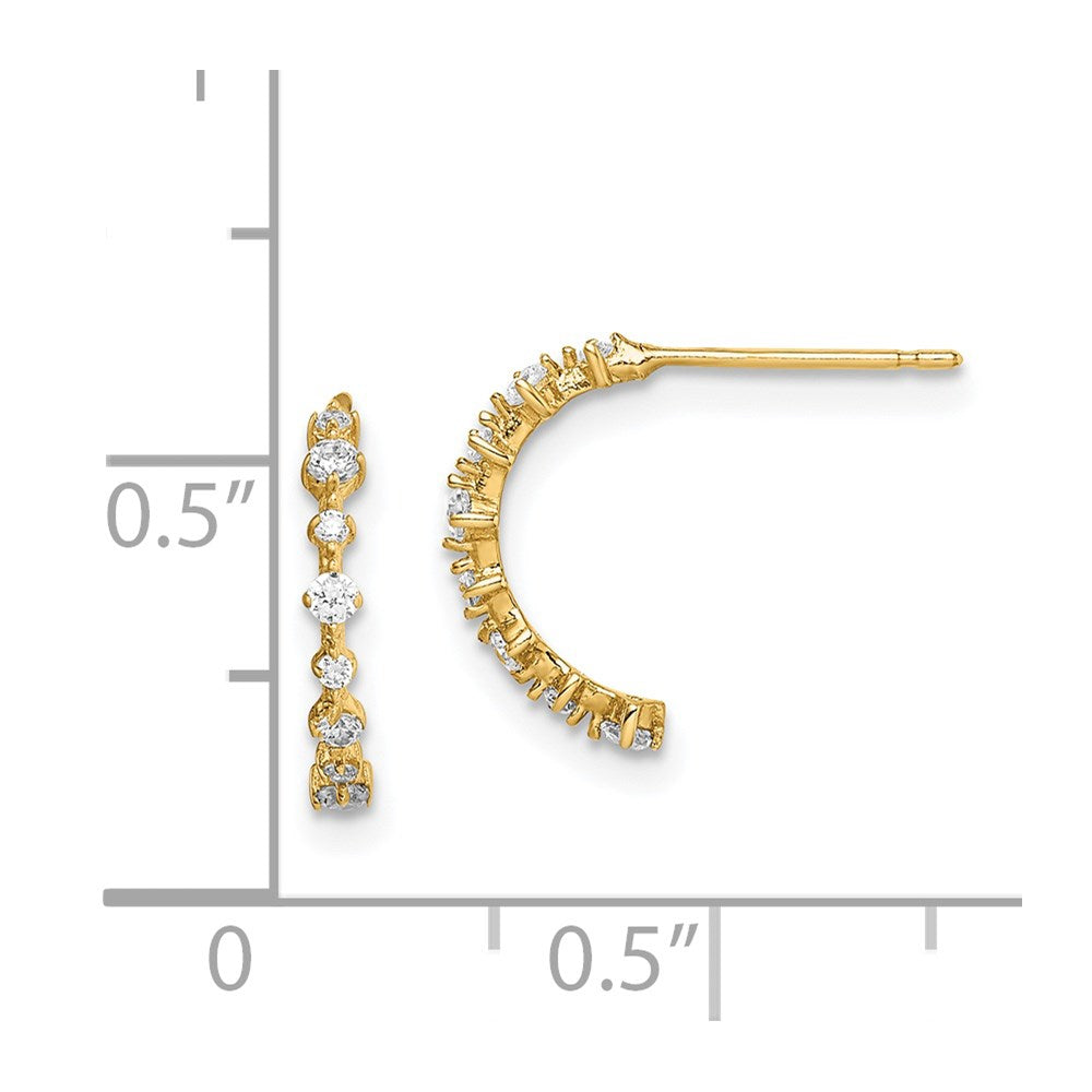 14K Yellow Gold Madi K CZ J Hoop Post Earrings