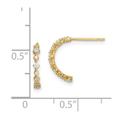 14K Yellow Gold Madi K CZ J Hoop Post Earrings