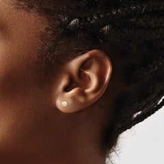 14K Yellow Gold Madi K 3-4mm Pink Round FWC Pearl Stud Post Earrings