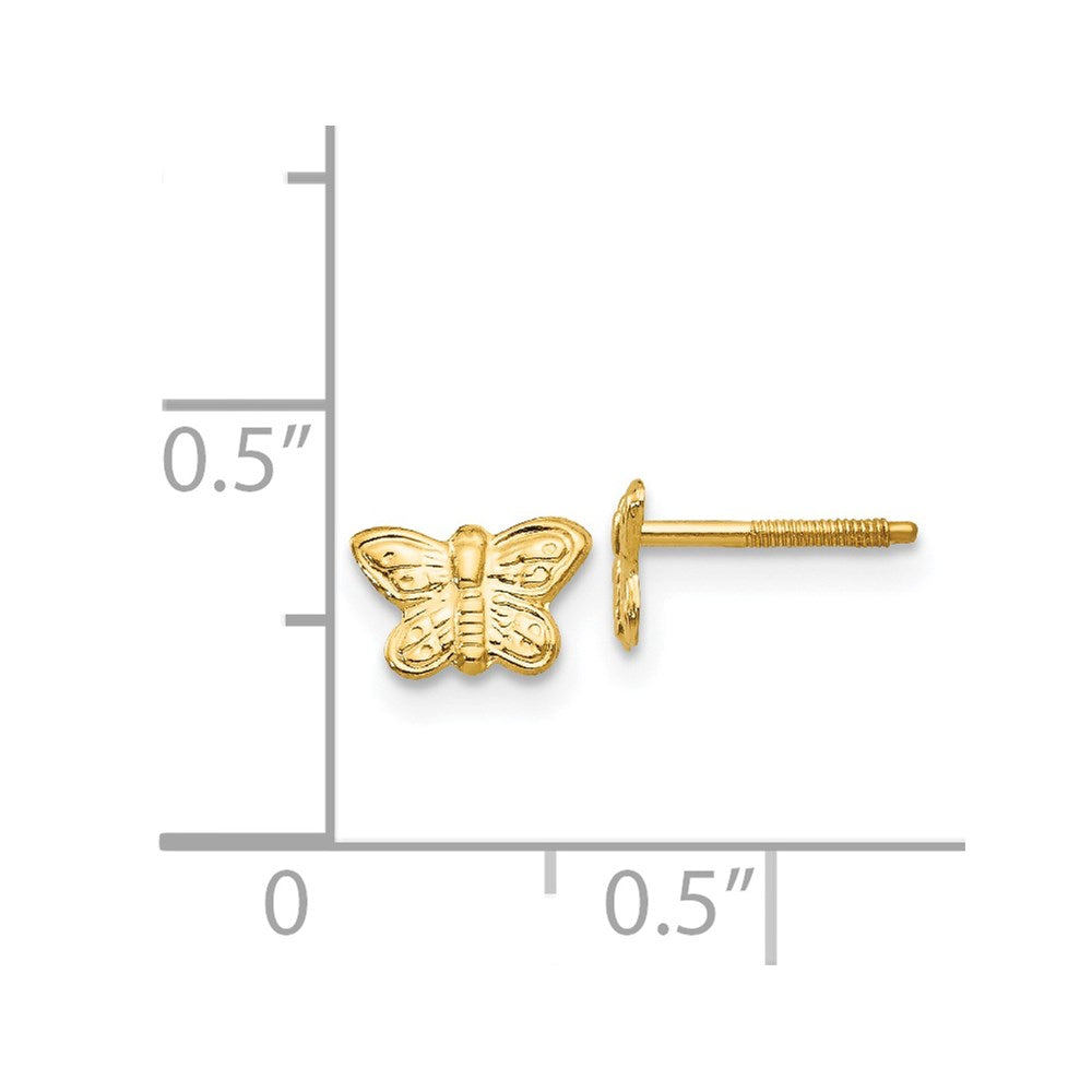14K Yellow Gold Madi K Polished Butterfly Screwback Stud Earrings
