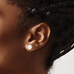 14K Yellow Gold Madi K 7-8mm White Button FWC Pearl Stud Post Earrings