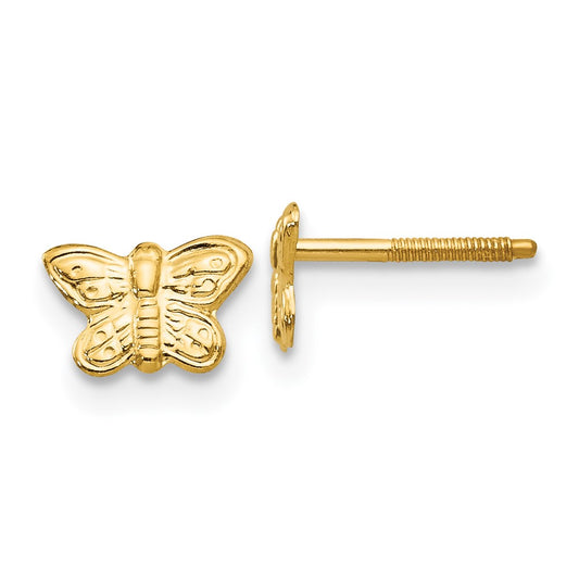 14K Yellow Gold Madi K Polished Butterfly Screwback Stud Earrings