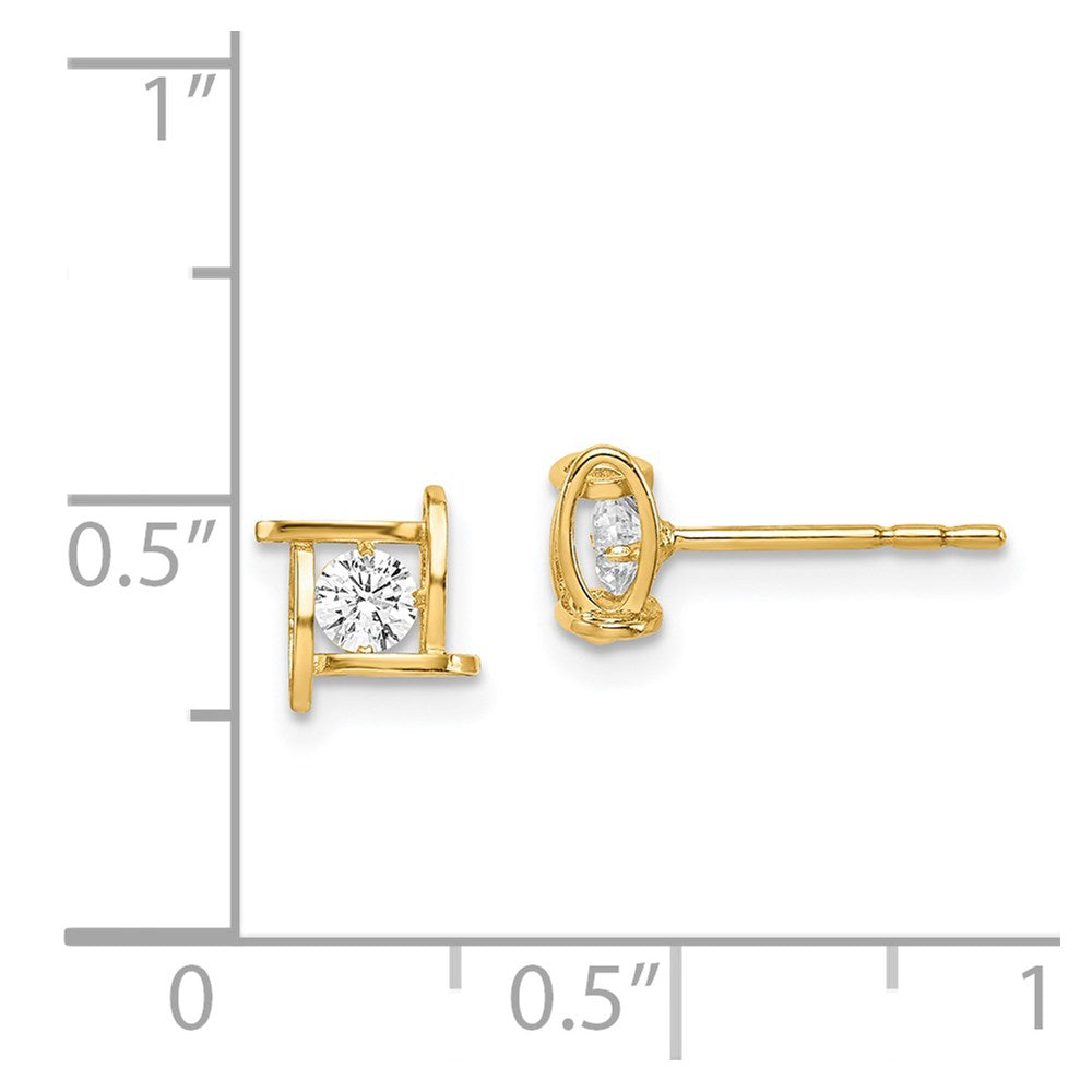 14K Yellow Gold Madi K CZ Square Post Earrings