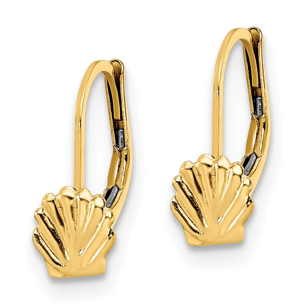 14K Yellow Gold Madi K Polished Sea Shell Leverback Earrings