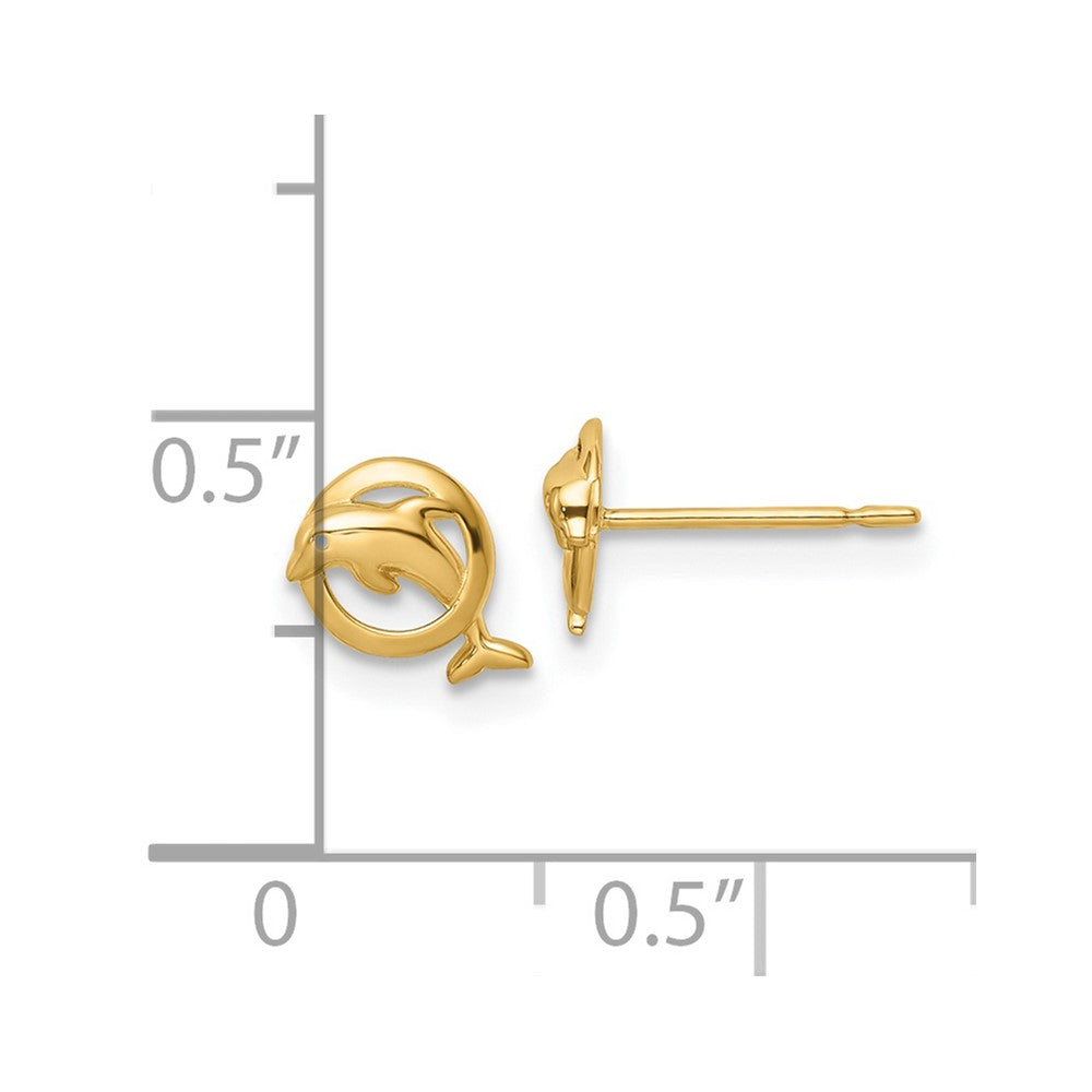 14K Yellow Gold Madi K Dolphin Post Earrings
