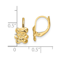14K Yellow Gold Madi K Polished Teddy Bear Leverback Earrings