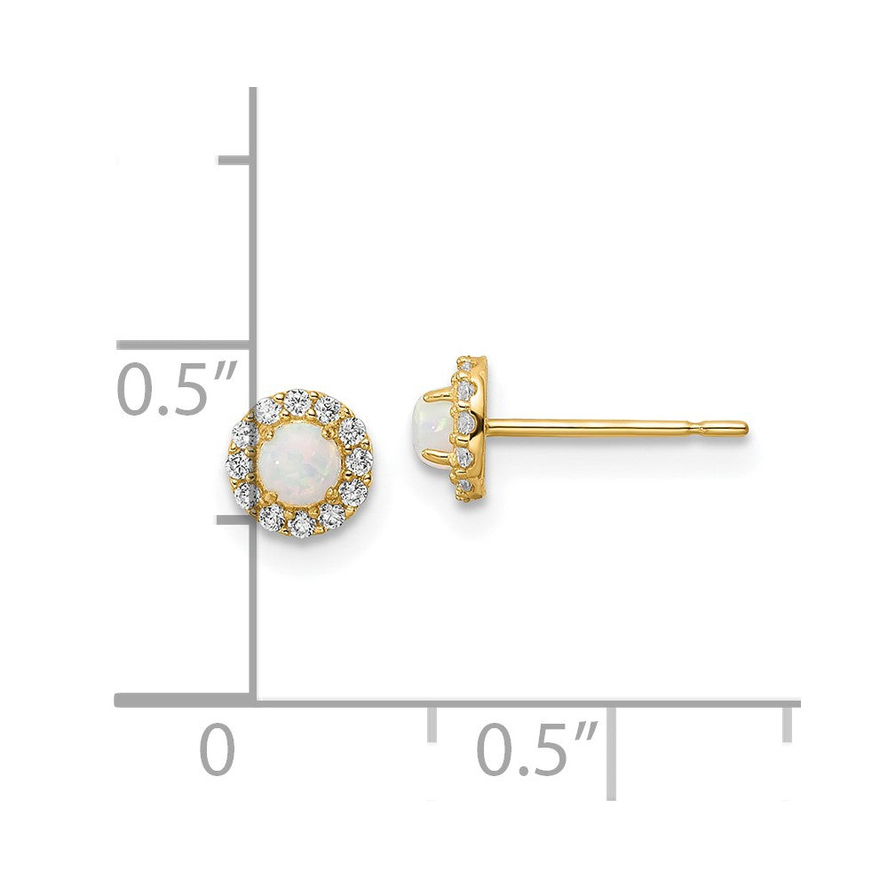 14K Yellow Gold Madi K CZ And Created Opal Post Earrings
