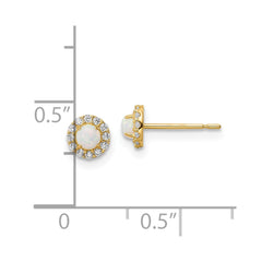 14K Yellow Gold Madi K CZ And Created Opal Post Earrings