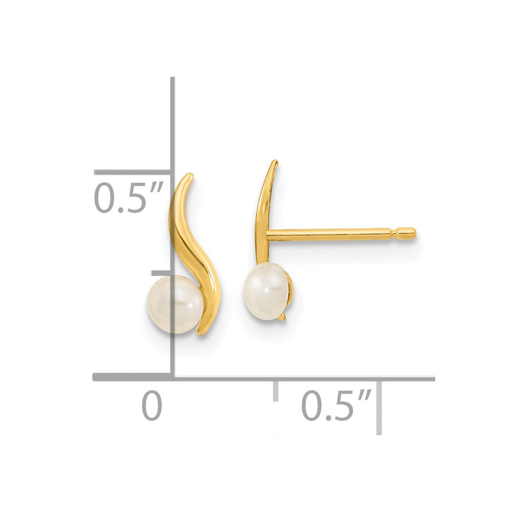 14K Yellow Gold Madi K Polished 3.25mm FWC Pearl Post Earrings