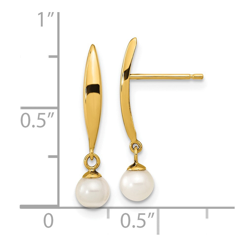 14K Yellow Gold Madi K Polished 4mm FWC Pearl Post Earrings