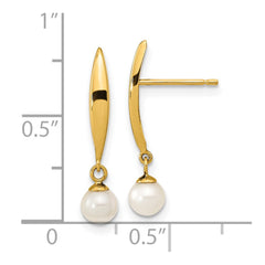 14K Yellow Gold Madi K Polished 4mm FWC Pearl Post Earrings