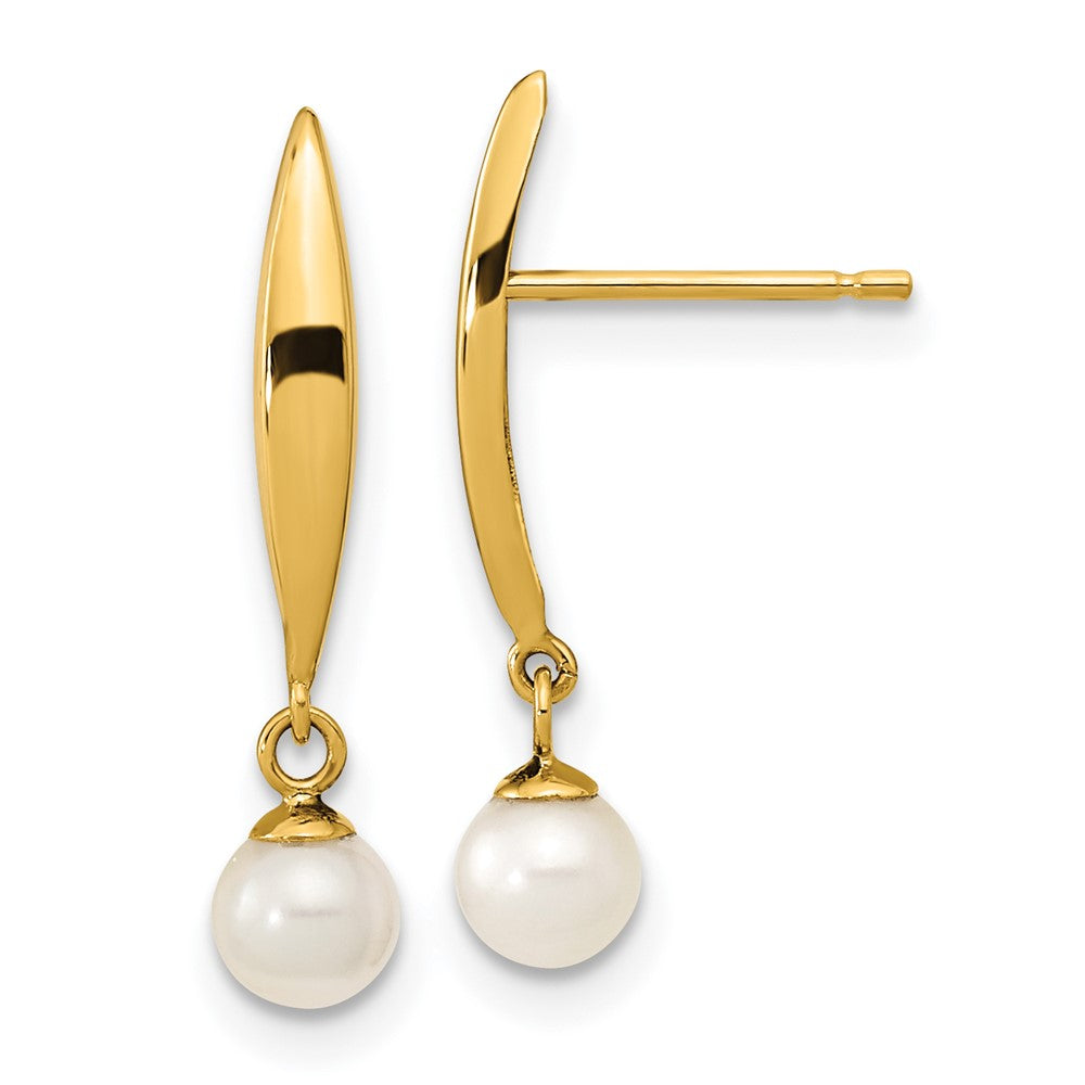 14K Yellow Gold Madi K Polished 4mm FWC Pearl Post Earrings