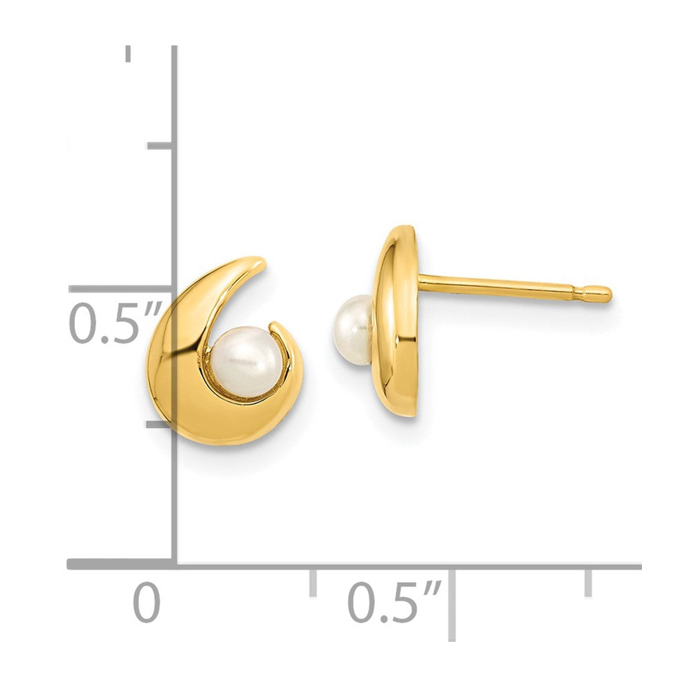 14K Yellow Gold Madi K Polished 3.5mm FWC Pearl Post Earrings