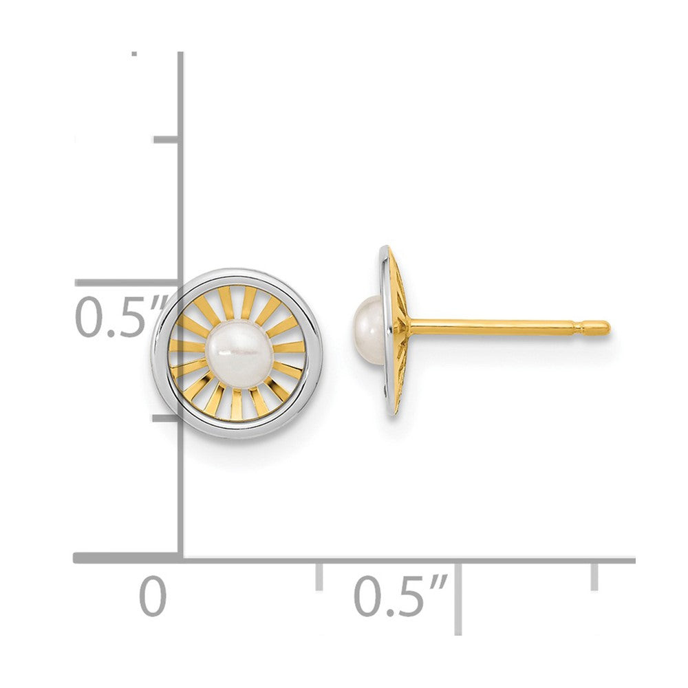 14K Two-Tone Gold Madi K 3-3.5mm FWC Pearl Post Earrings