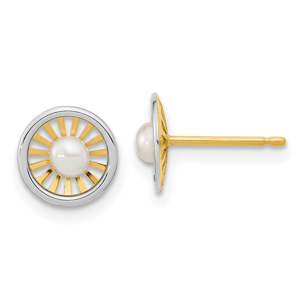 14K Two-Tone Gold Madi K 3-3.5mm FWC Pearl Post Earrings