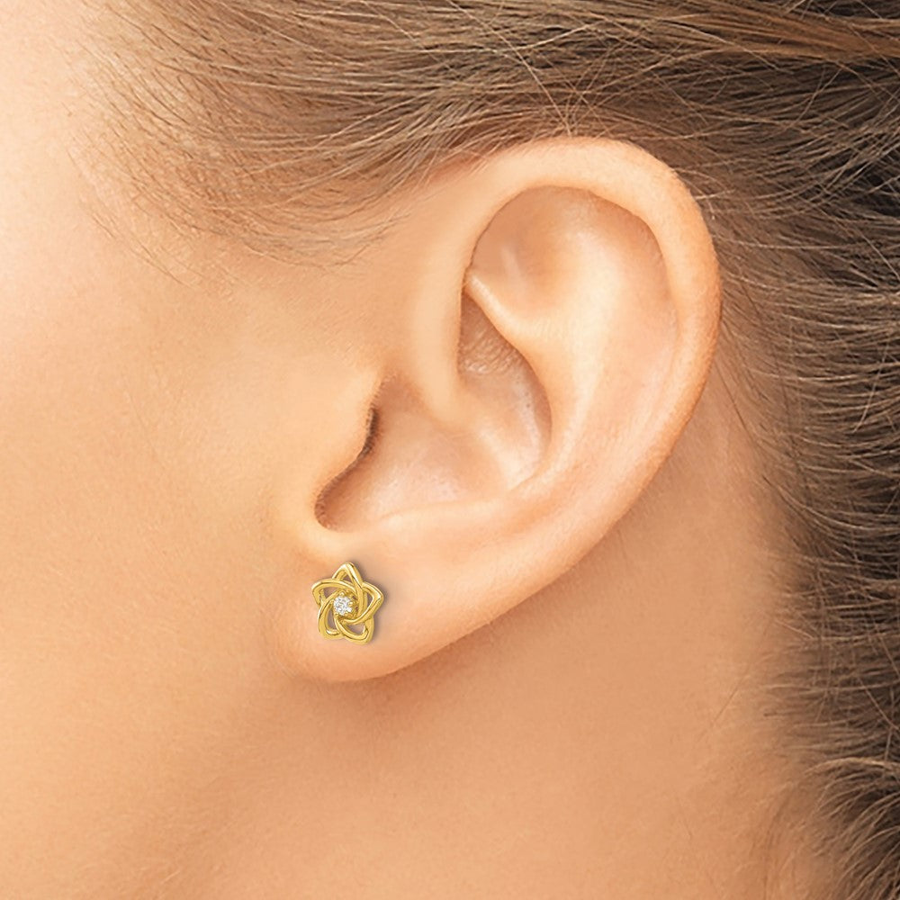 14K Yellow Gold Madi K Polished CZ Flower Post Earrings
