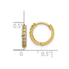14K Yellow Gold Madi K Polished CZ 2mm Hinged Huggie Hoop Earrings