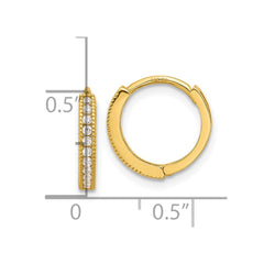 14K Yellow Gold Madi K Polished CZ 2mm Hinged Huggie Hoop Earrings