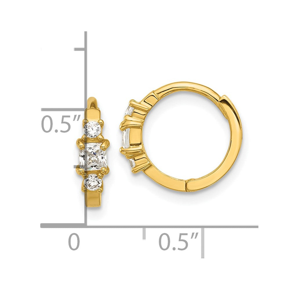 14K Yellow Gold Madi K Polished CZ Hinged Huggie Hoop Earrings