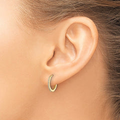 14K Yellow Gold Madi K Polished CZ 1.25mm Hinged Huggie Hoop Earrings