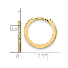14K Yellow Gold Madi K Polished CZ 1.25mm Hinged Huggie Hoop Earrings
