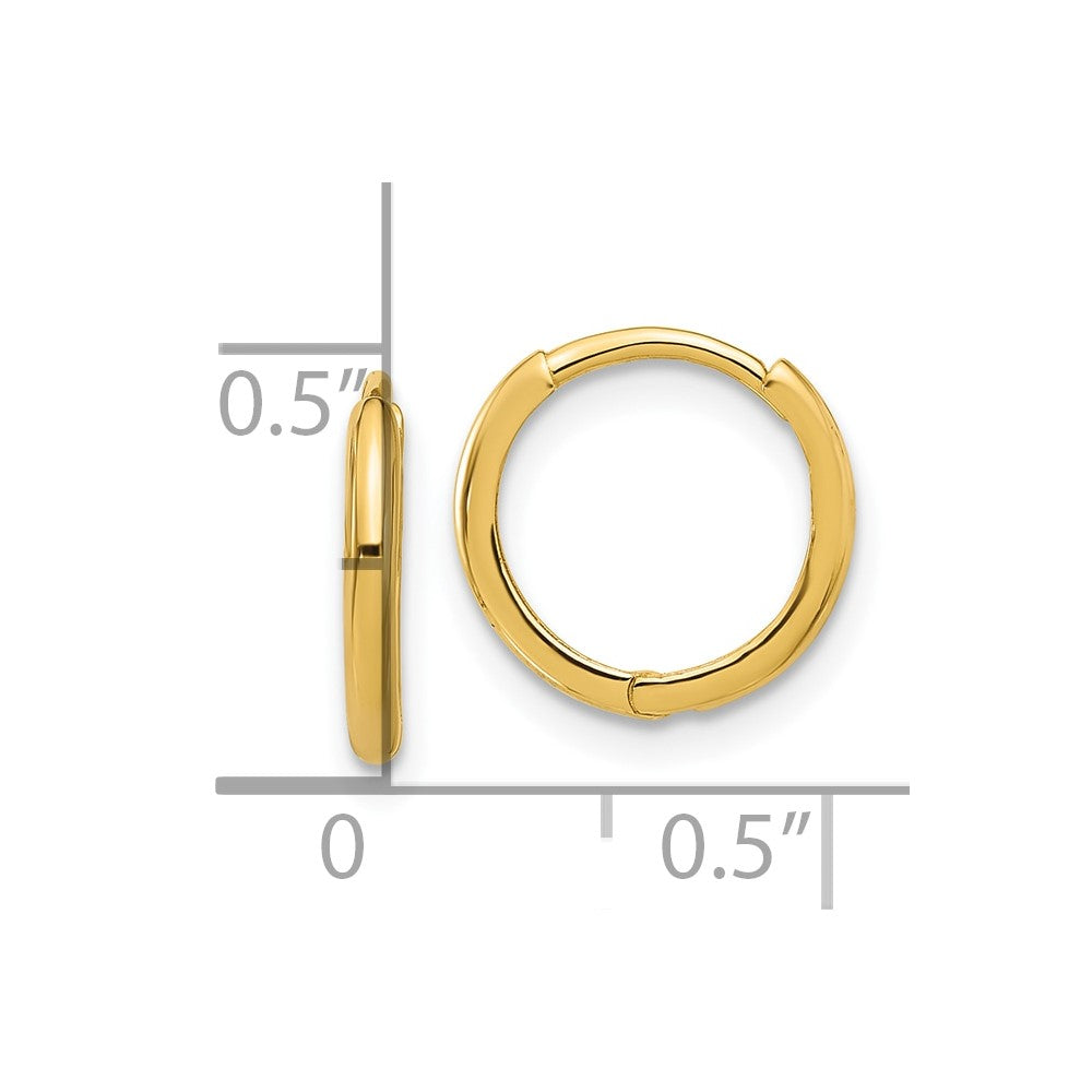14K Yellow Gold Madi K Polished 1.45mm Hinged Huggie Hoop Earrings