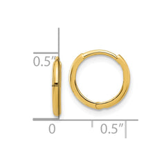 14K Yellow Gold Madi K Polished 1.45mm Hinged Huggie Hoop Earrings