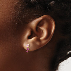 14K Yellow Gold Madi K Polished Pink and Red CZ Post Earrings