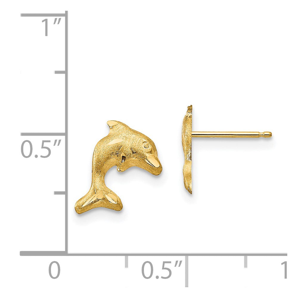 14K Yellow Gold Madi K Satin Dolphin Earrings