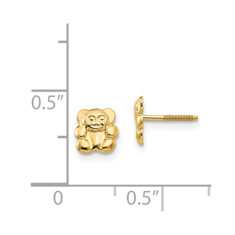 14K Yellow Gold Madi K Polished Teddy Bear Screwback Stud Earrings