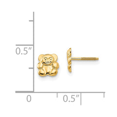 14K Yellow Gold Madi K Polished Teddy Bear Screwback Stud Earrings