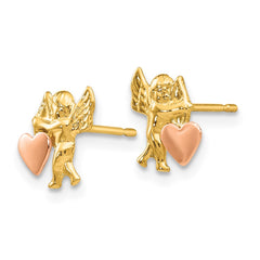 14K Two-Tone Gold Madi K Polished Cupid Heart Post Earrings