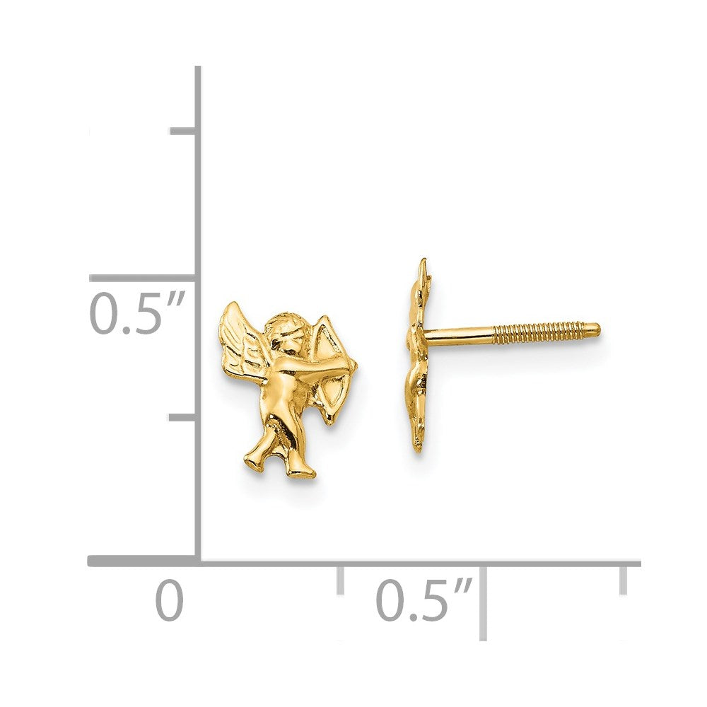 14K Yellow Gold Madi K Polished Cupid Screwback Stud Earrings