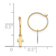 14K Yellow Gold Madi K Endless Hoop with Small Cross Earrings