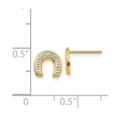 14K Two-Tone Gold Madi K Polished Horseshoe Post Earrings