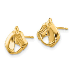 14K Yellow Gold Madi K Polished Horse Head Post Earrings