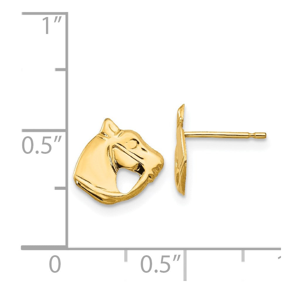 14K Yellow Gold Madi K Polished Horse Head Post Earrings