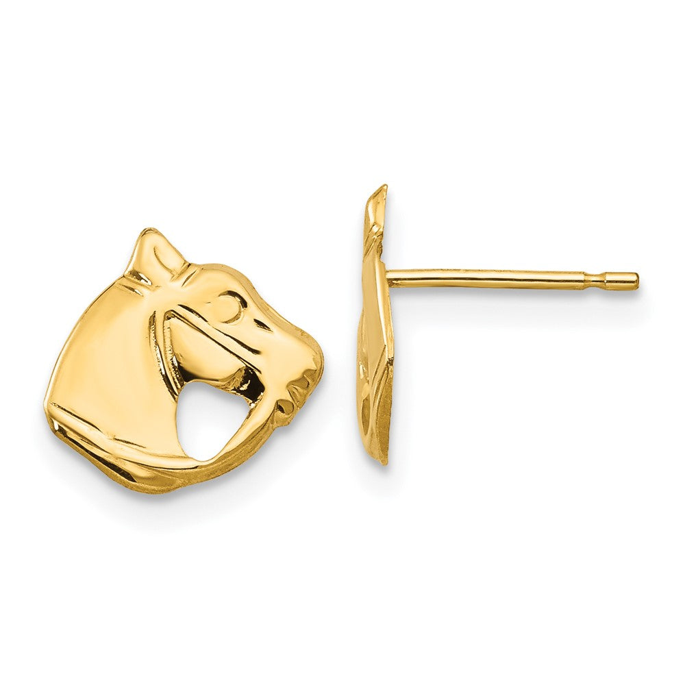 14K Yellow Gold Madi K Polished Horse Head Post Earrings